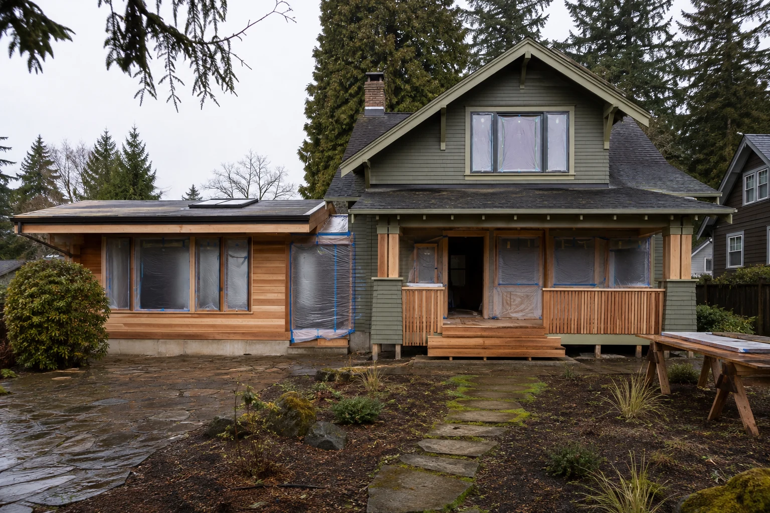 Craftsman-style Pacific Northwest home undergoing a carefully planned whole-house renovation